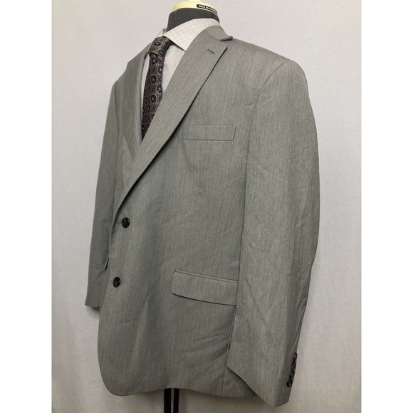 Chaps Mens Sport Coat Blazer Suit Jacket 46R 50" Gray 2 Button Mint - Picture 4 of 12